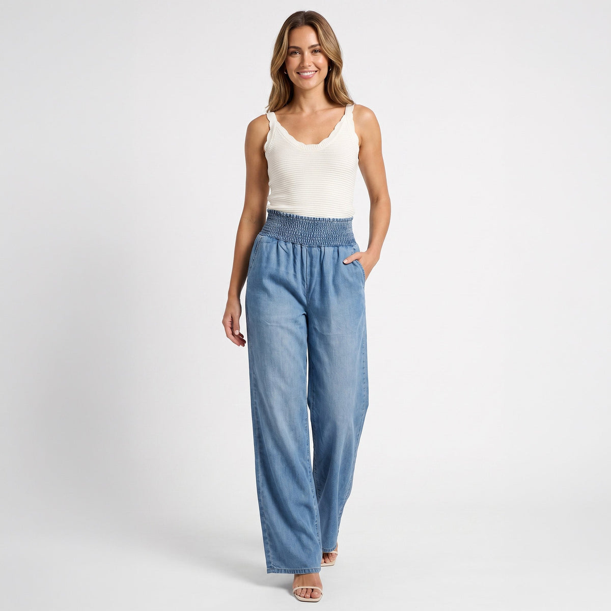 Leighton Chambray Wide Leg Pants