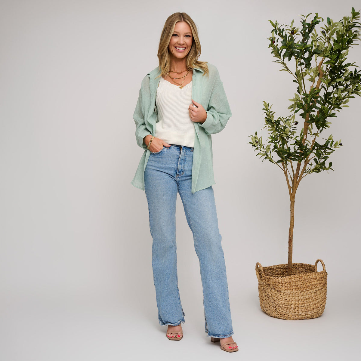 Kendall Relaxed Lightweight Button Up Top