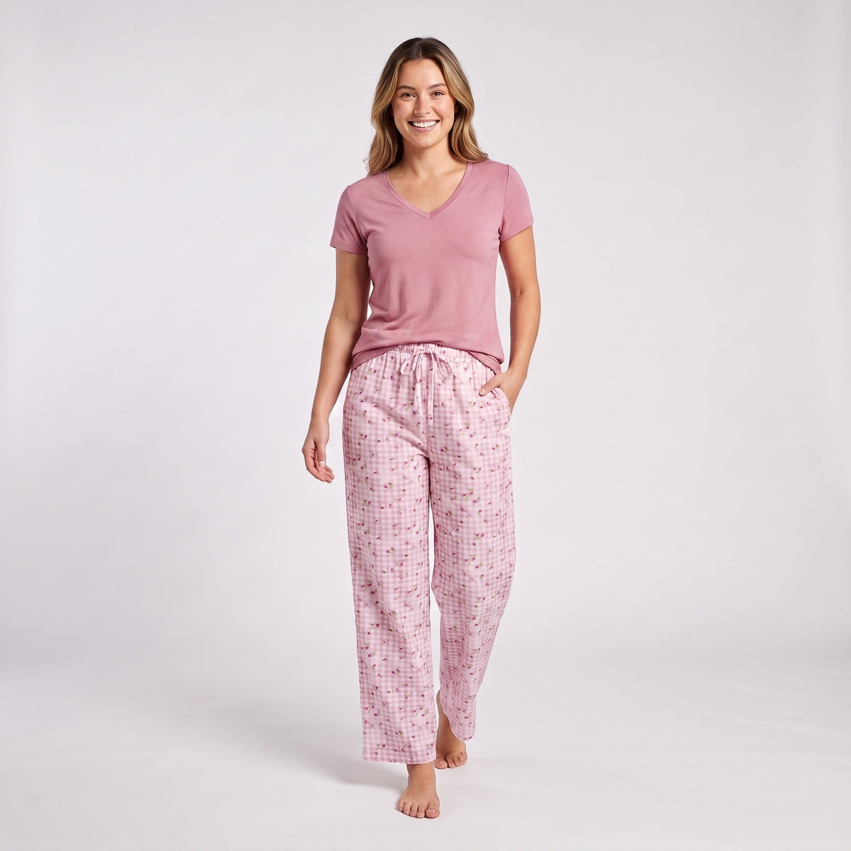 Gingham Rose Pajama Pants