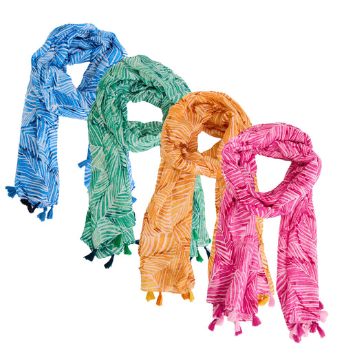 8 Piece Lanai Palm Print Lightweight Scarf Assortment
