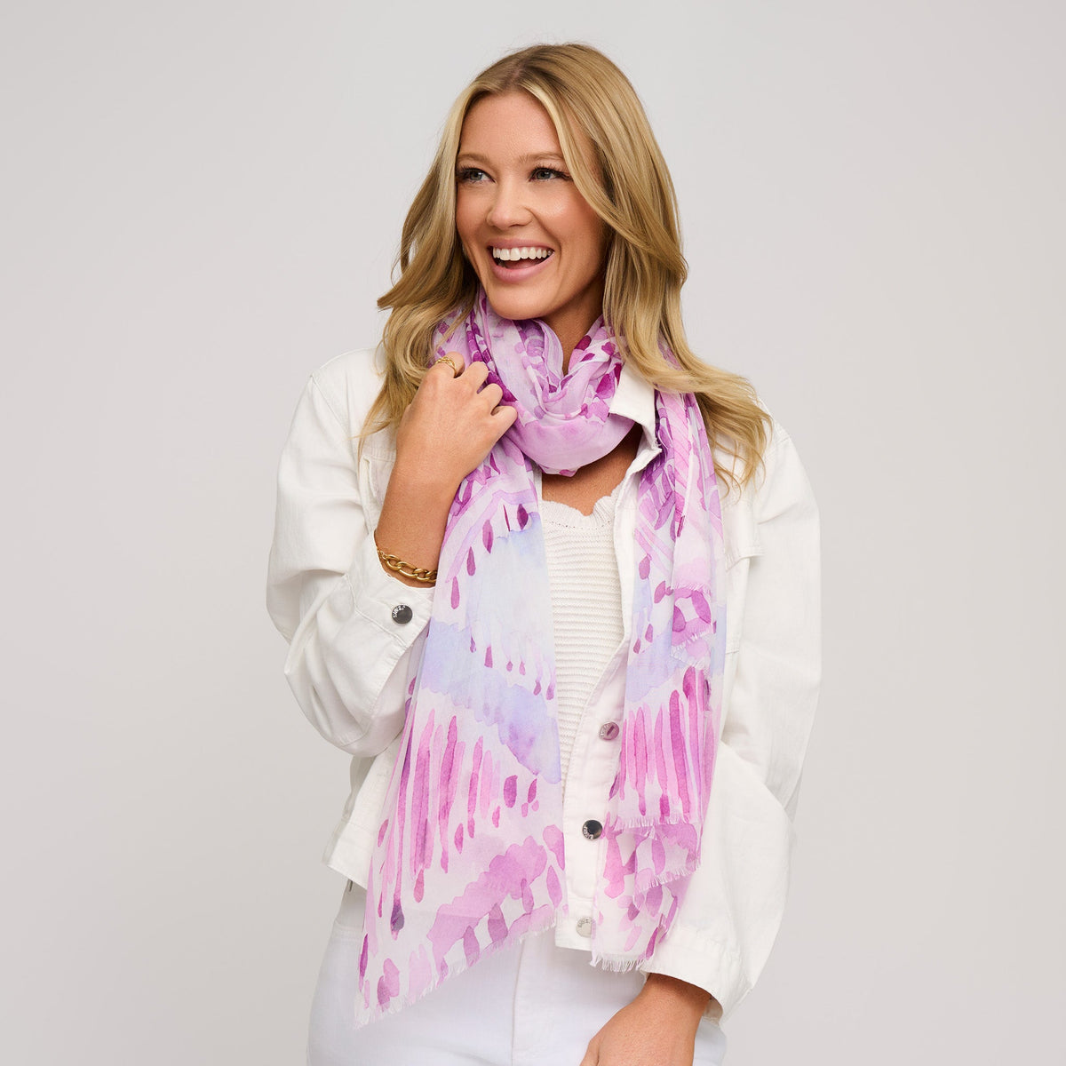 Calypso Watercolor Mandala Print Lightweight Scarf