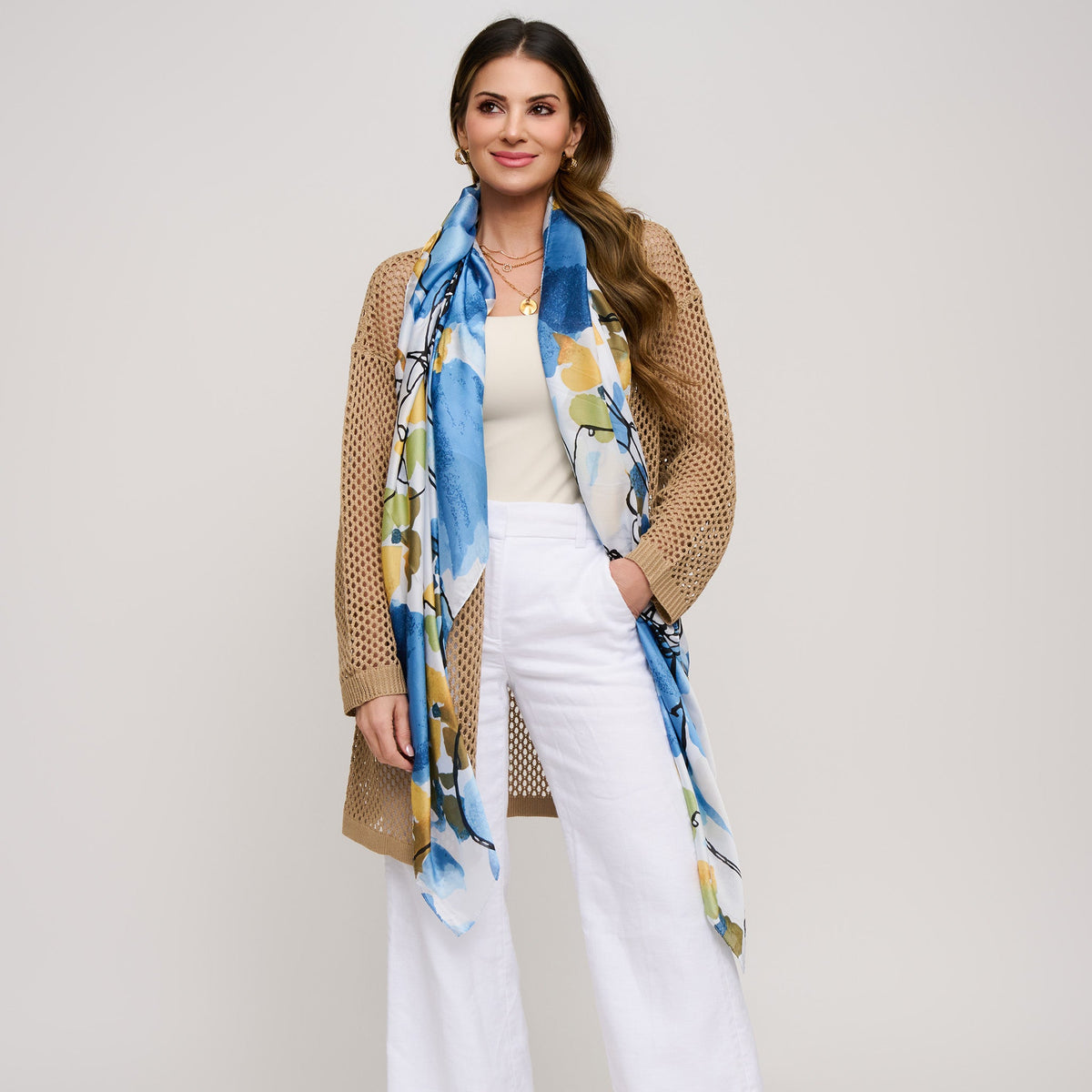 Selene Abstract Floral Silky Lightweight Scarf