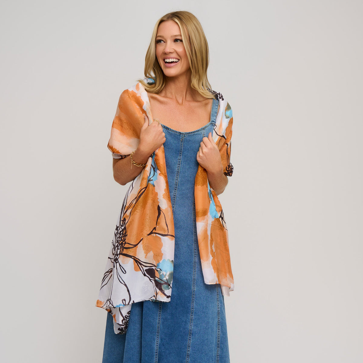 Selene Abstract Floral Silky Lightweight Scarf