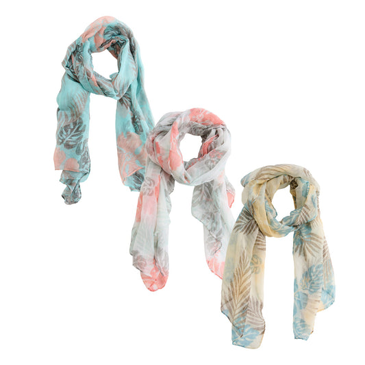 6 Piece Kiana Hawaiian Print Lightweight Scarf Assortment