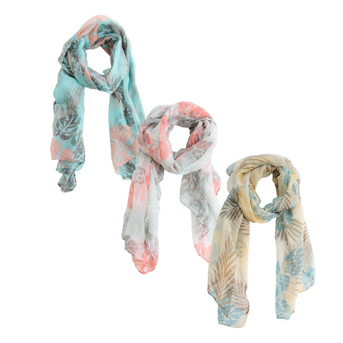 6 Piece Kiana Hawaiian Print Lightweight Scarf Assortment