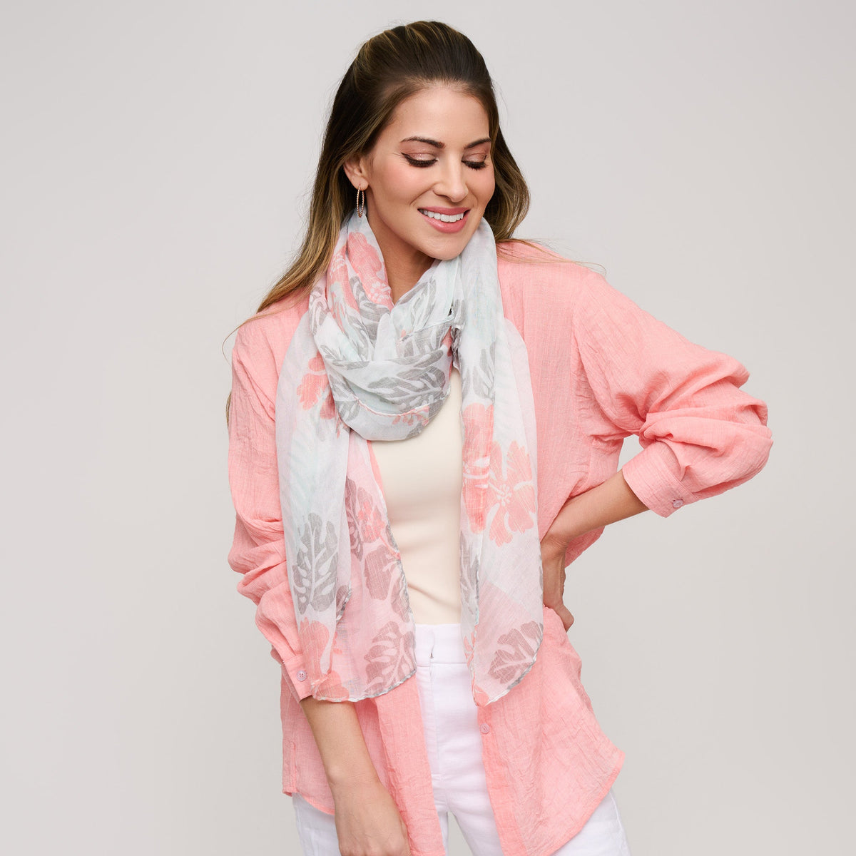 Kiana Hawaiian Print Lightweight Scarf