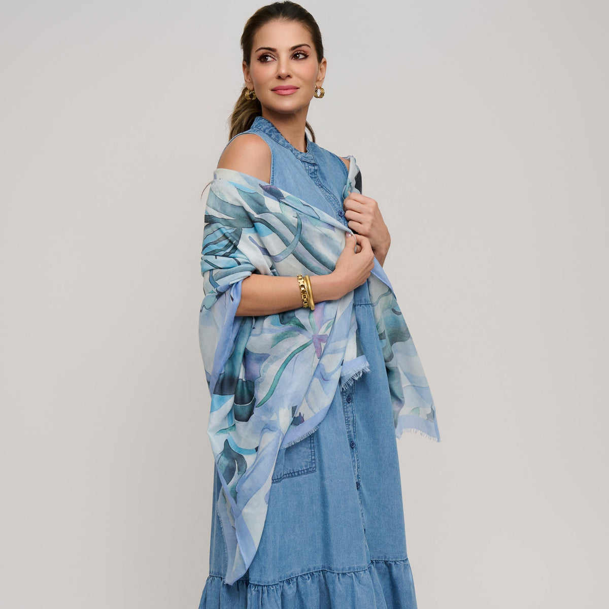 Rylee Watercolor Floral Lightweight Scarf