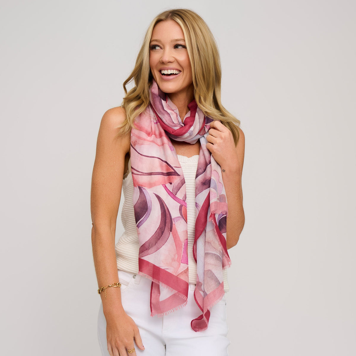 Rylee Watercolor Floral Lightweight Scarf