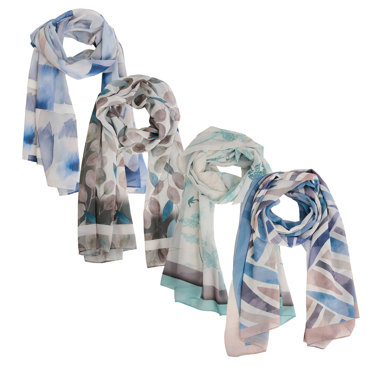 8 Piece Raye Abstract Lightweight Scarf Assortment