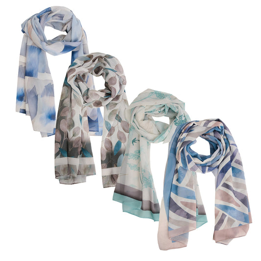 8 Piece Raye Abstract Lightweight Scarf Assortment