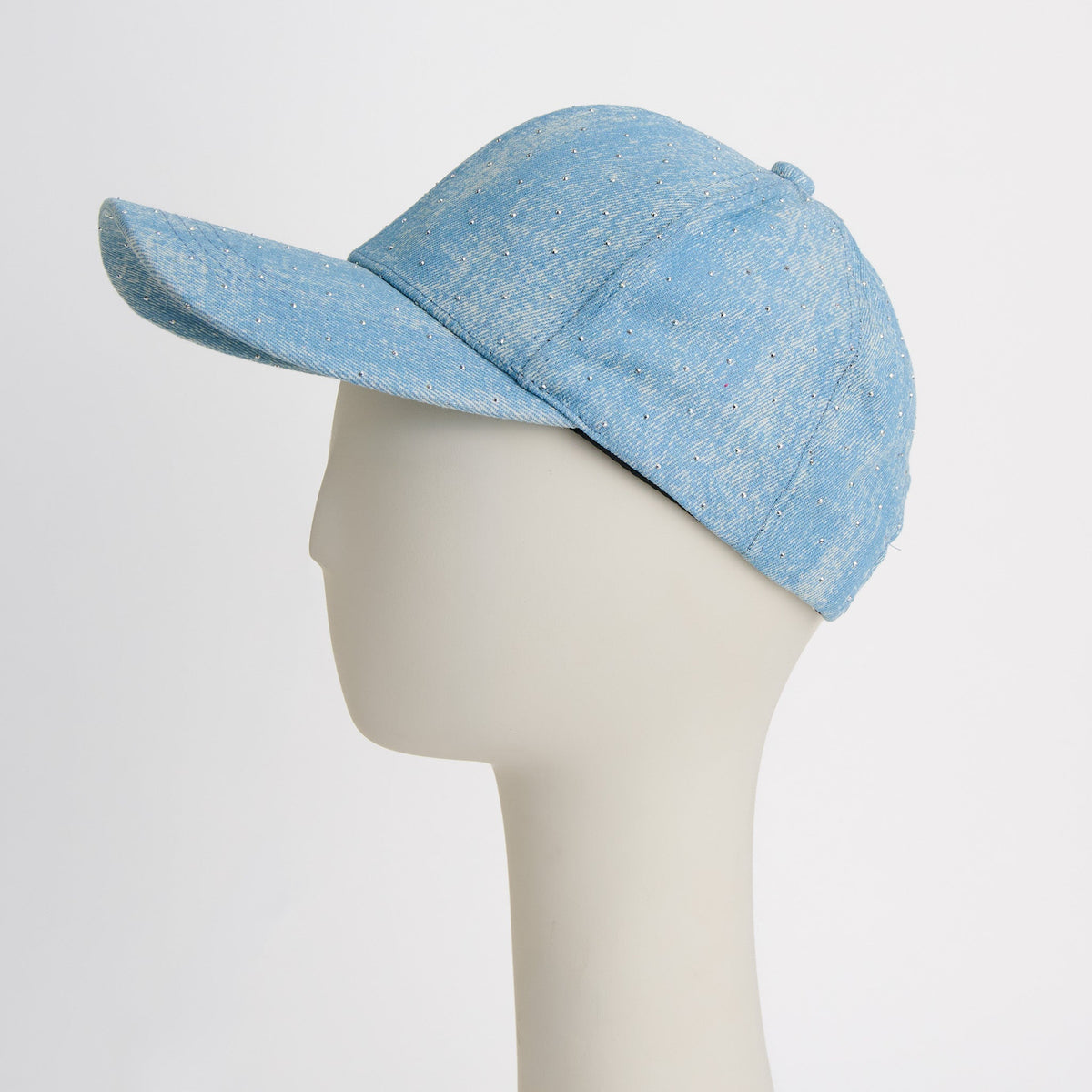 Cora Printed Denim Rhinestone Baseball Cap