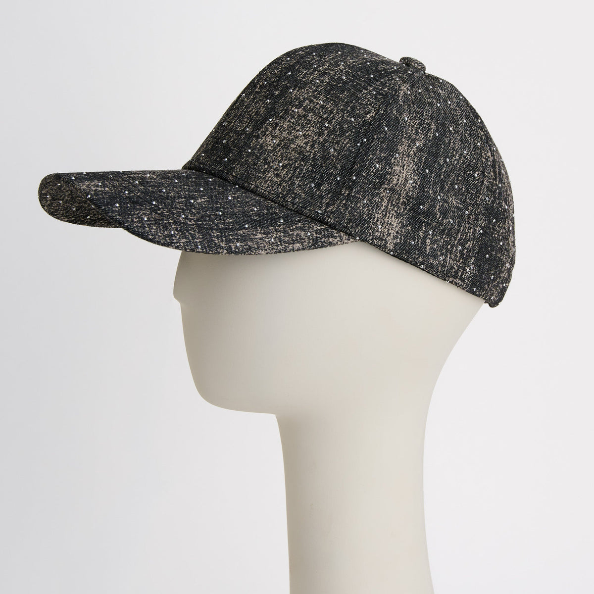 Cora Printed Denim Rhinestone Baseball Cap