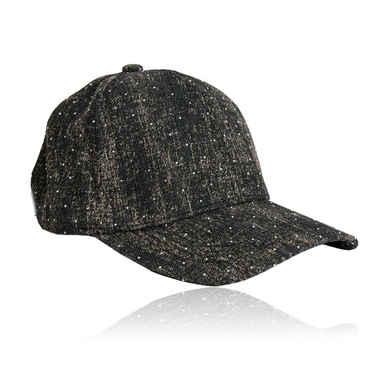 Cora Printed Denim Rhinestone Baseball Cap