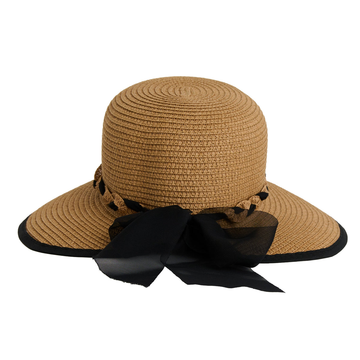 Bree Wide Brim Braided Bow Open Back Sunhat