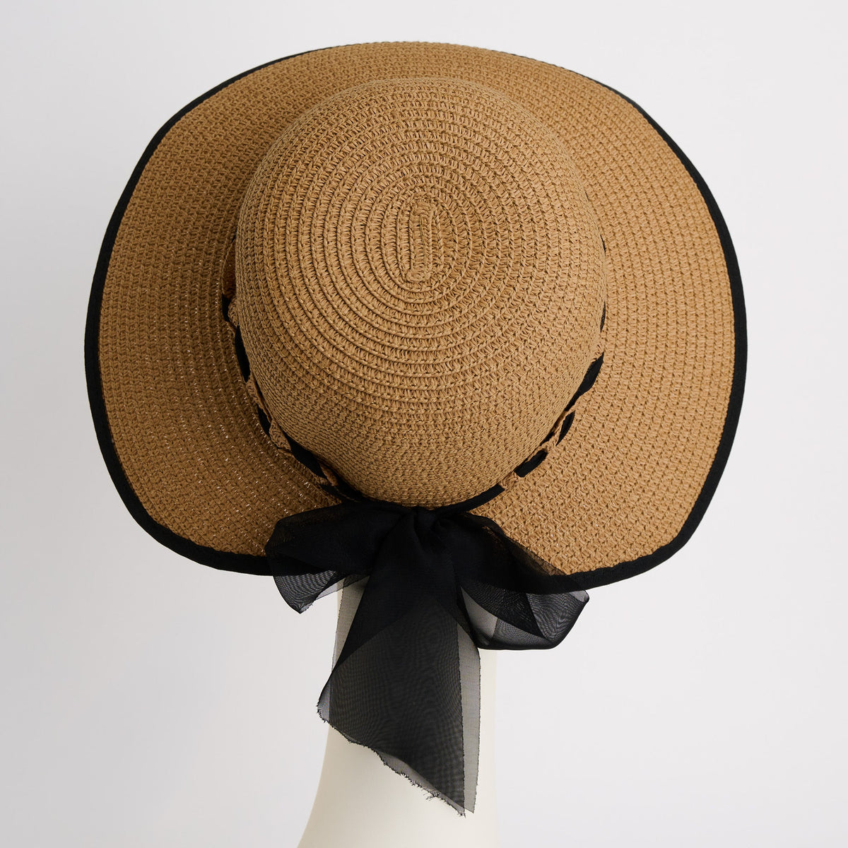 Bree Wide Brim Braided Bow Open Back Sunhat