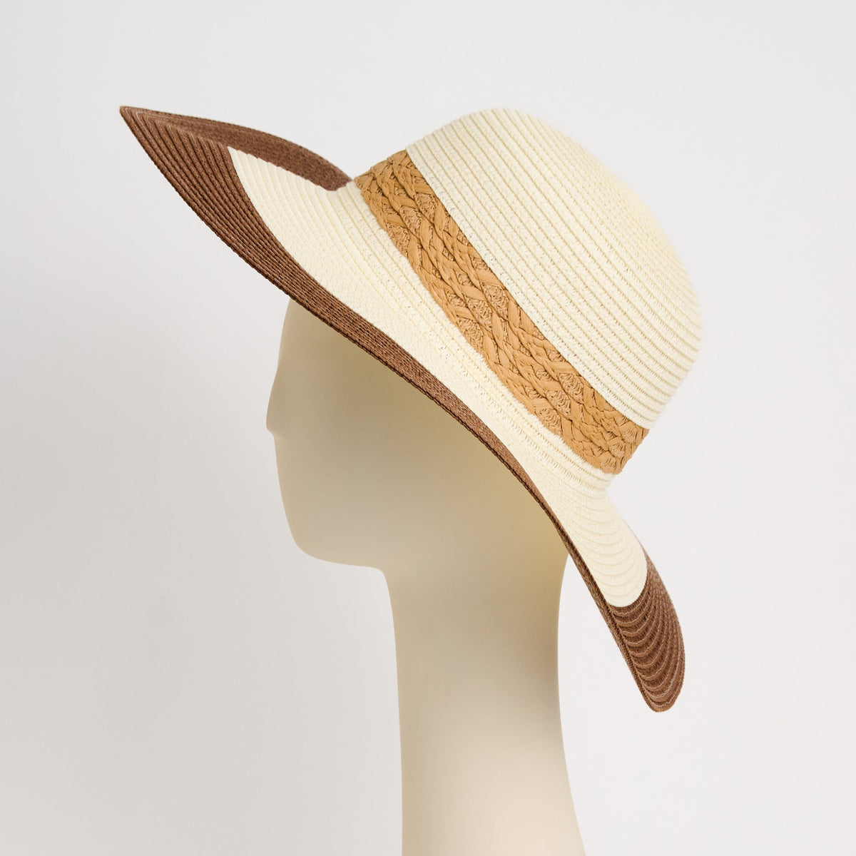 Laguna Woven Color Block Wide Brim Sunhat
