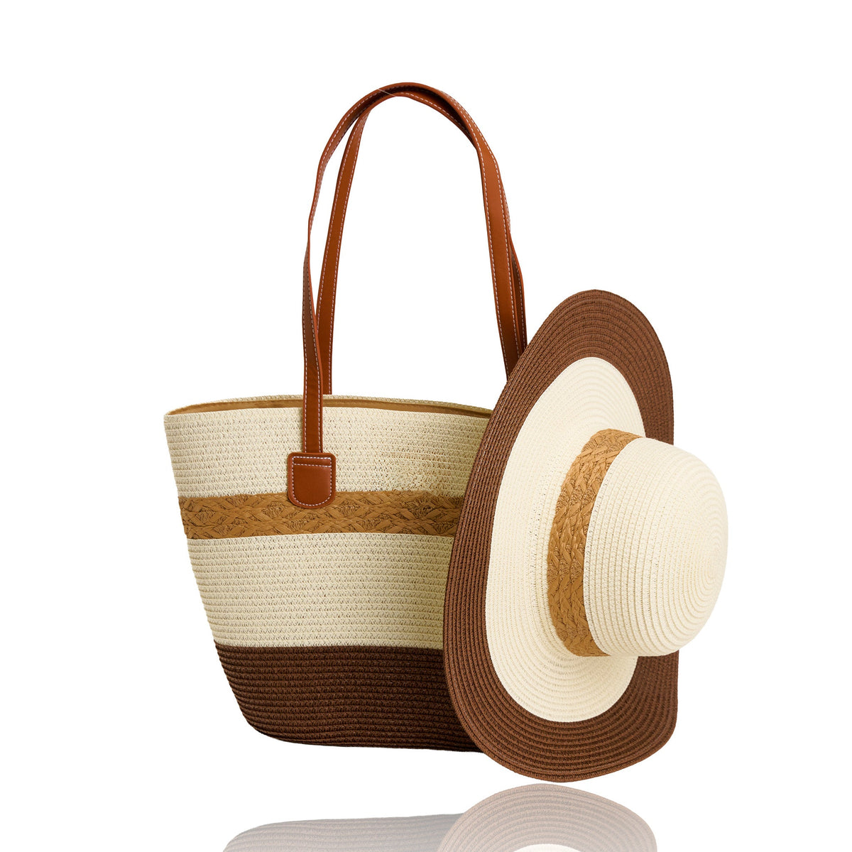 Laguna Woven Color Block Wide Brim Sunhat