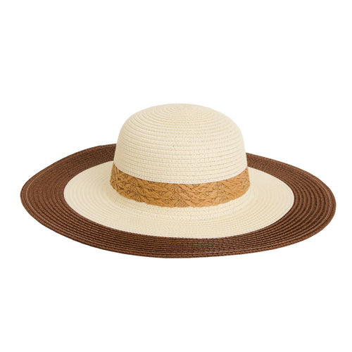 Laguna Woven Color Block Wide Brim Sunhat