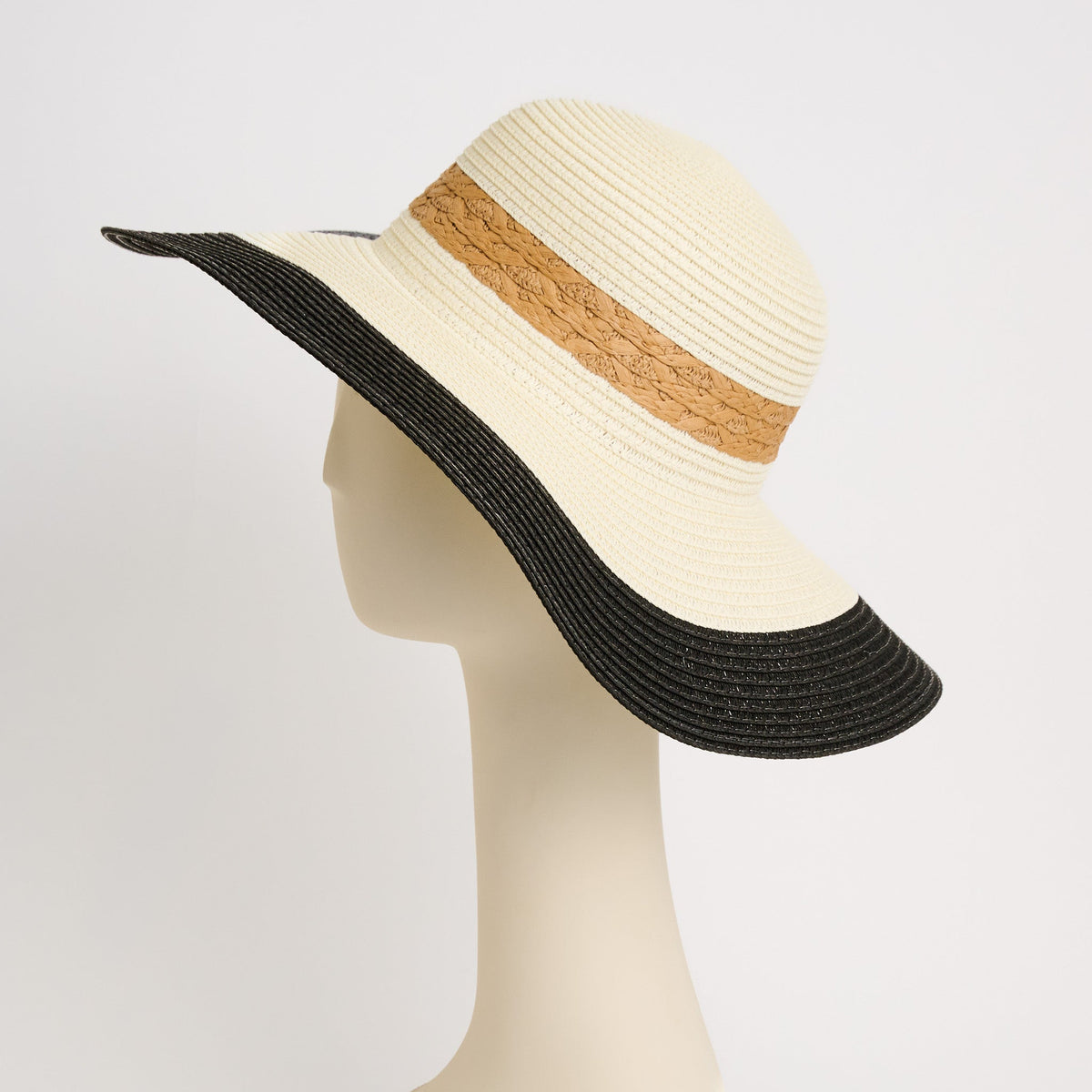 Laguna Woven Color Block Wide Brim Sunhat