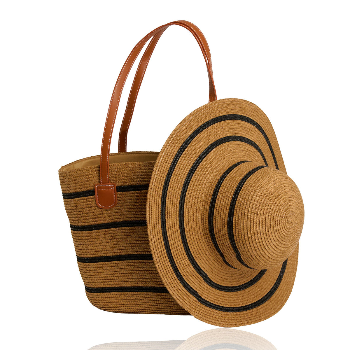 Venice Woven Wide Brim Striped  Sunhat