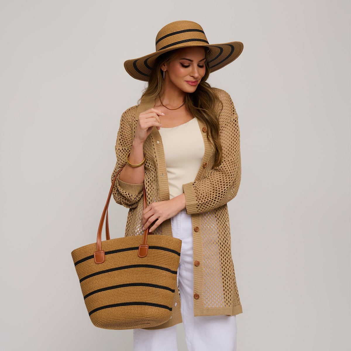 Venice Woven Striped Tote Bag