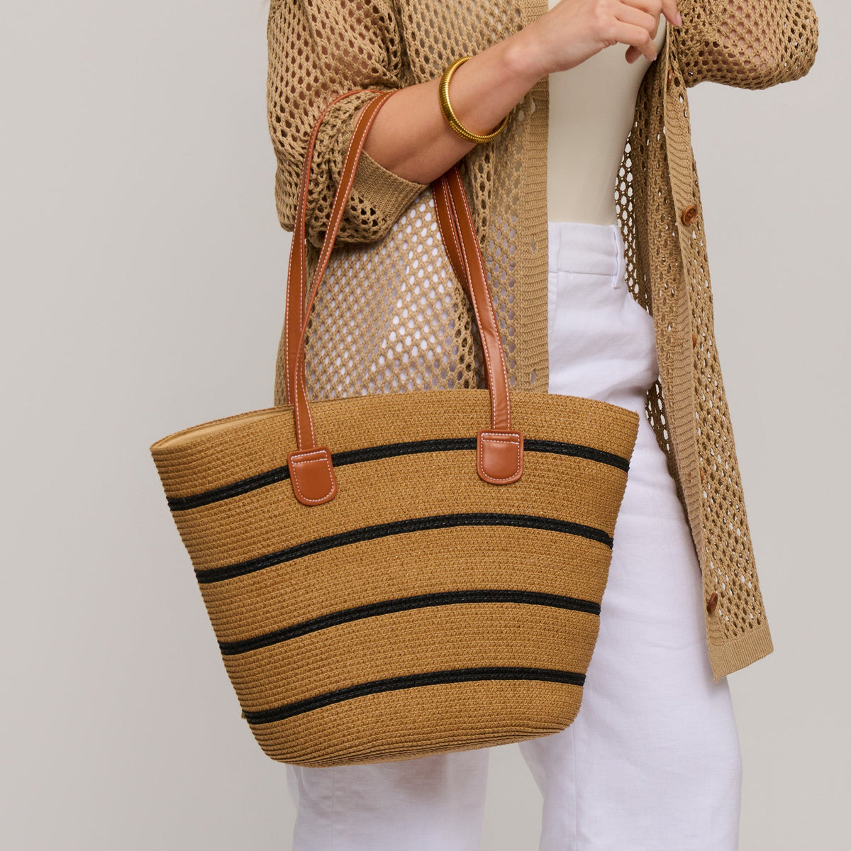 Venice Woven Striped Tote Bag