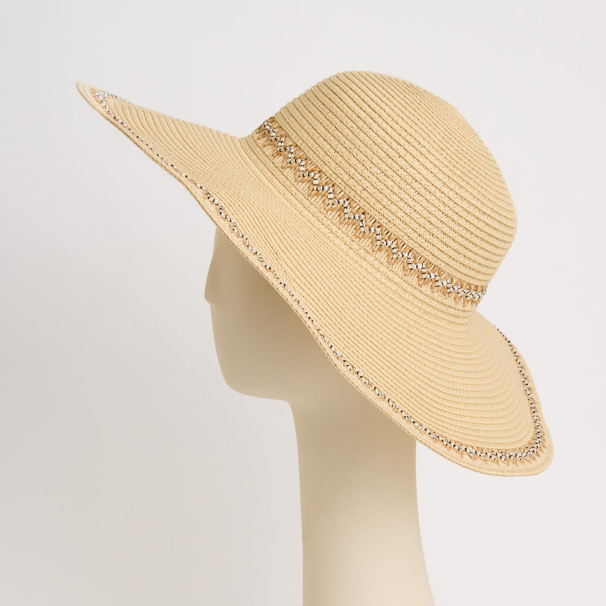 Tahiti Woven Textured Stripe Wide Brim Sunhat