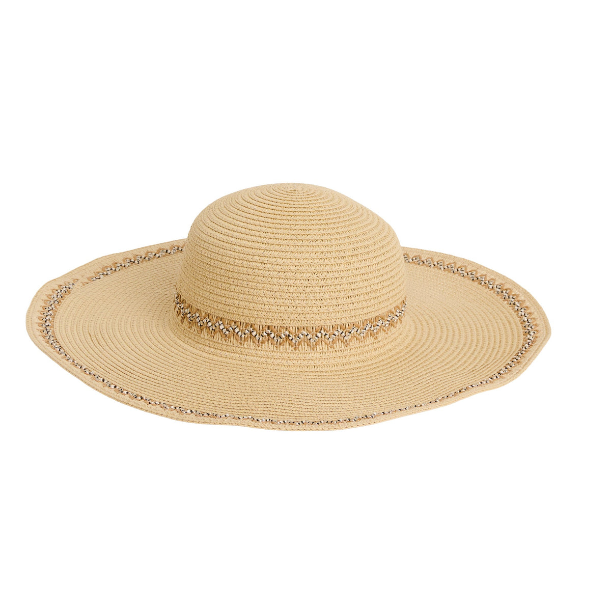Tahiti Woven Textured Stripe Wide Brim Sunhat