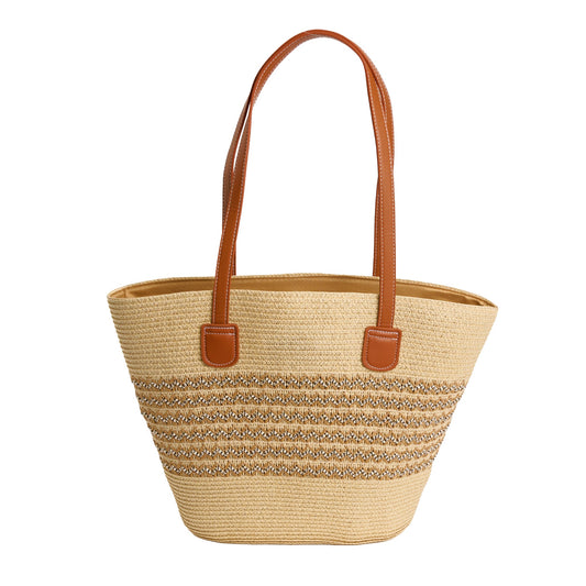 Tahiti Woven Textured Stripe Tote Bag