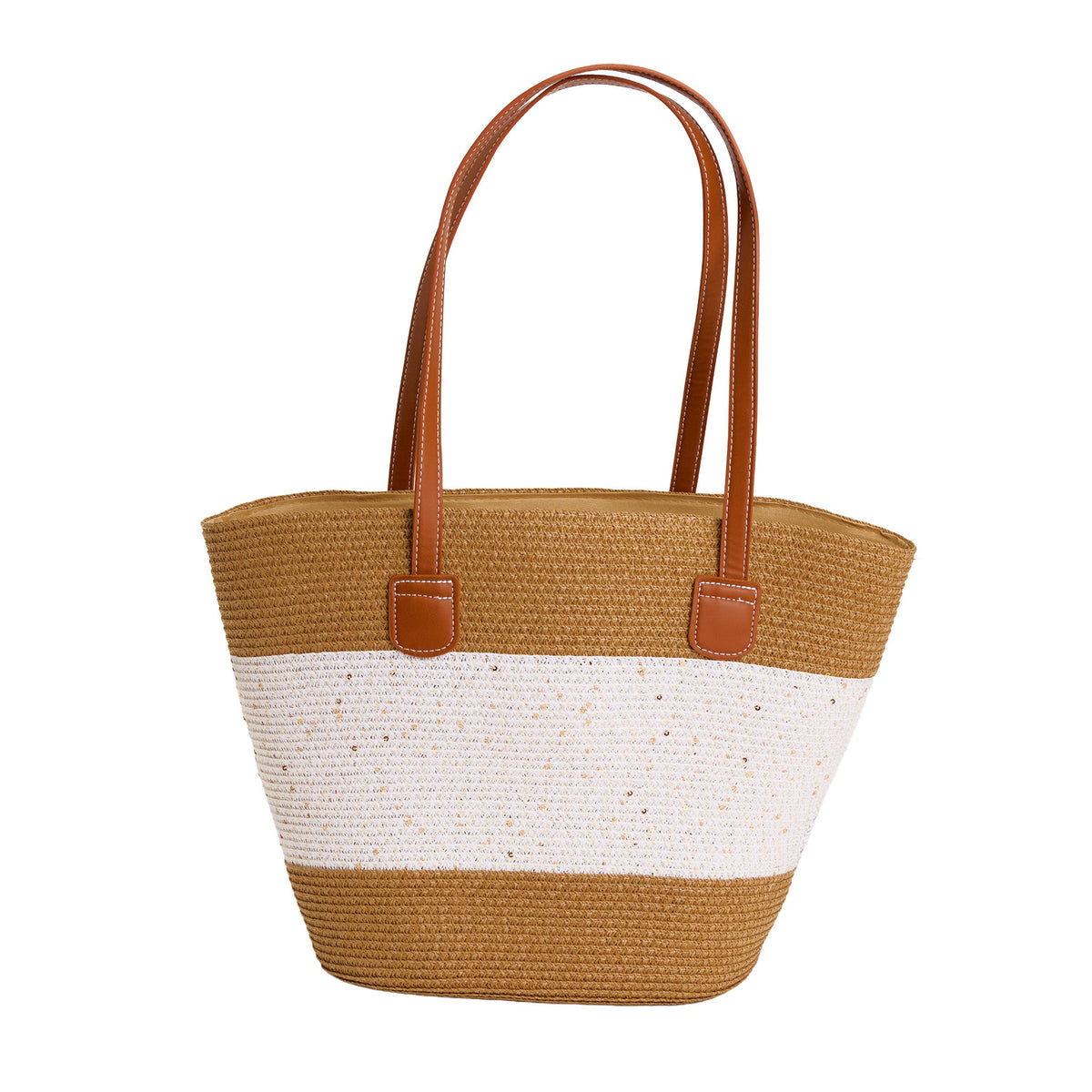 Rio Woven Sequin Color Block Tote Bag