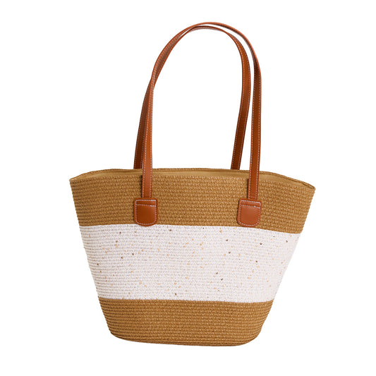 Rio Woven Sequin Color Block Tote Bag