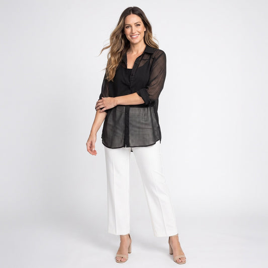 Mila Sheer Button Up Top