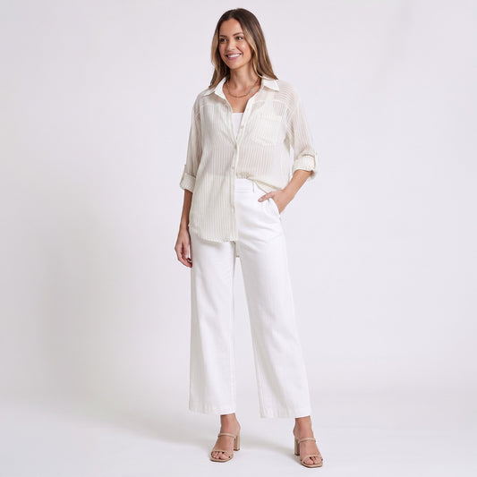 Mila Sheer Button Up Top