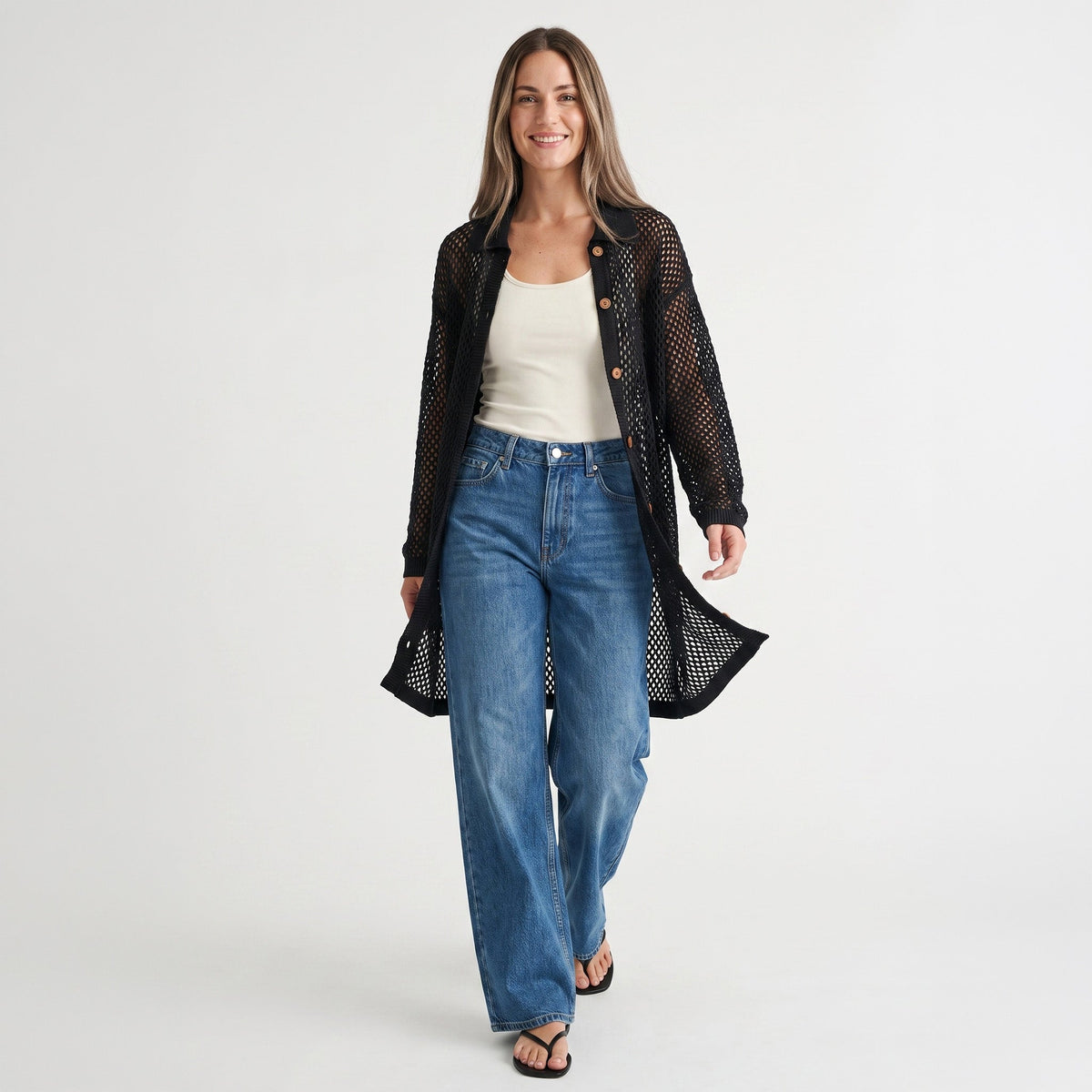 Zara Open Knit Button Up Cover Up
