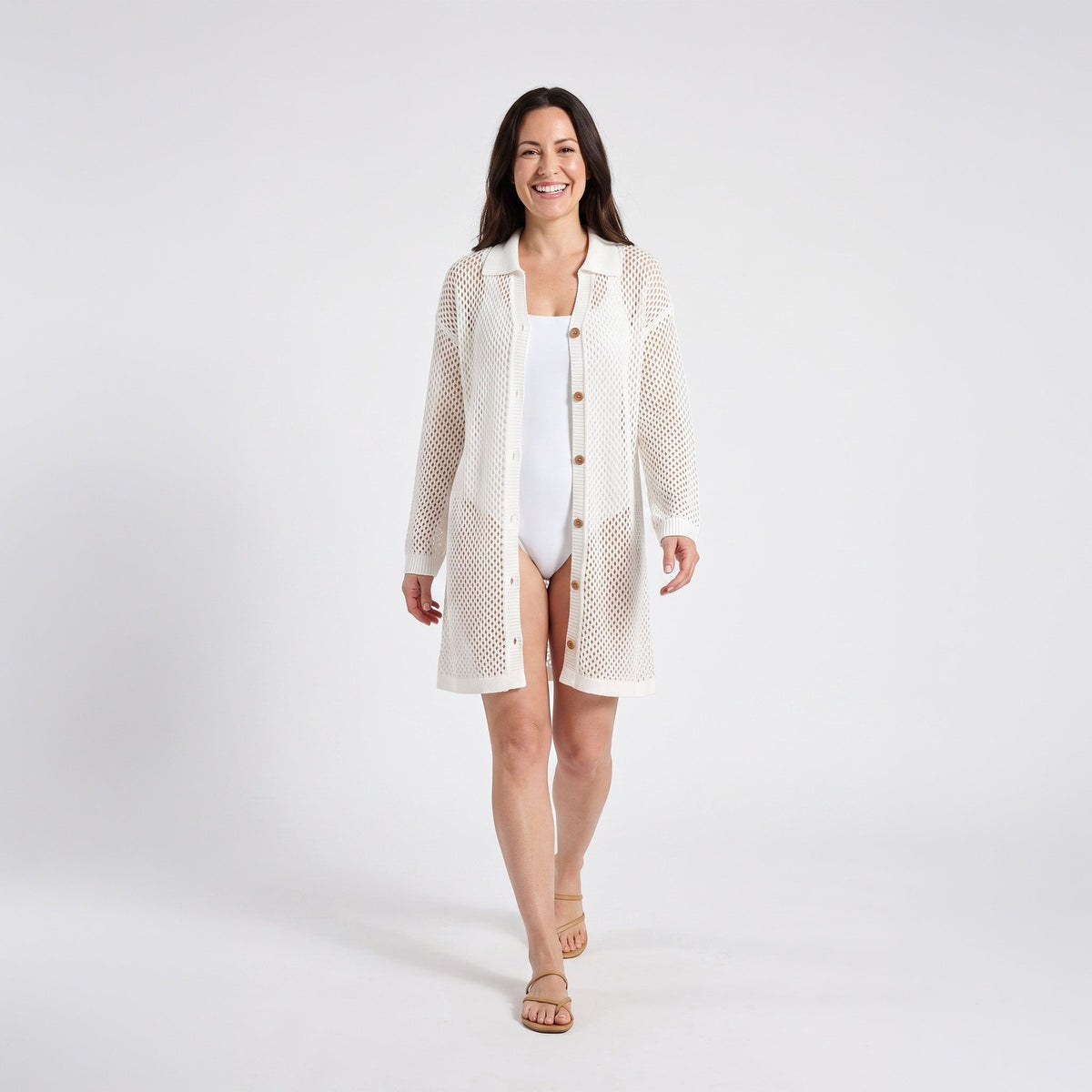 Zara Open Knit Button Up Cover Up