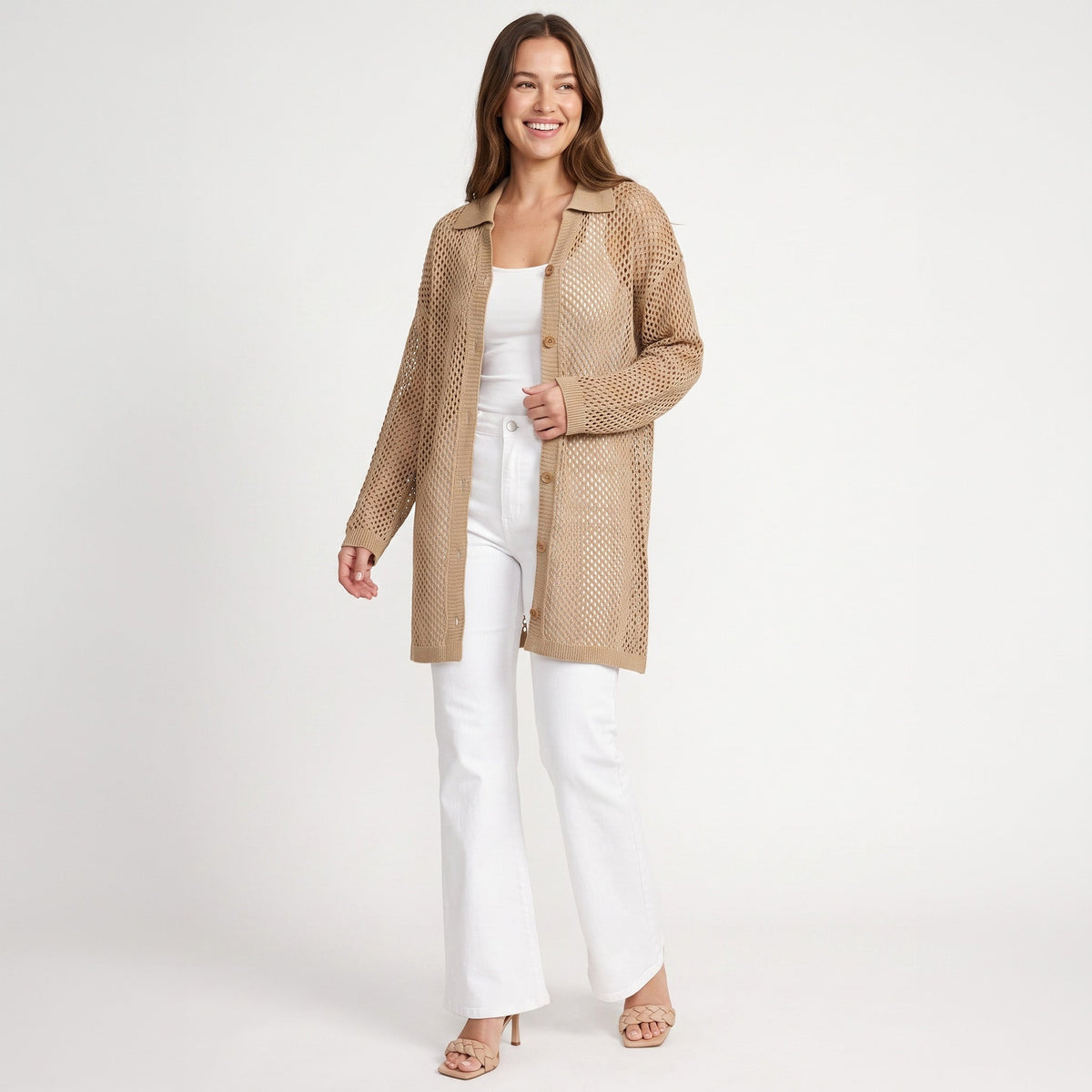 Zara Open Knit Button Up Cover Up