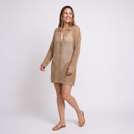 Zara Open Knit Button Up Cover Up