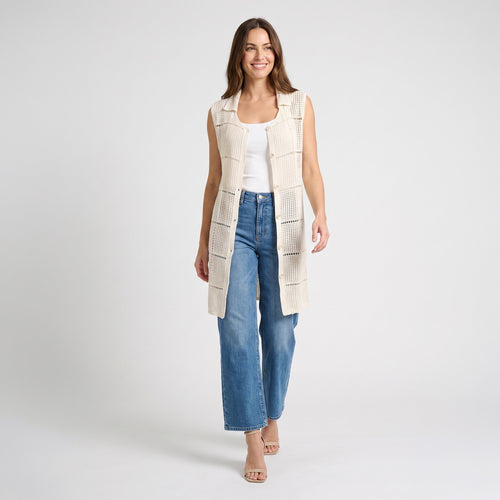 Jade Sweater Knit Longline Sleeveless Cardigan