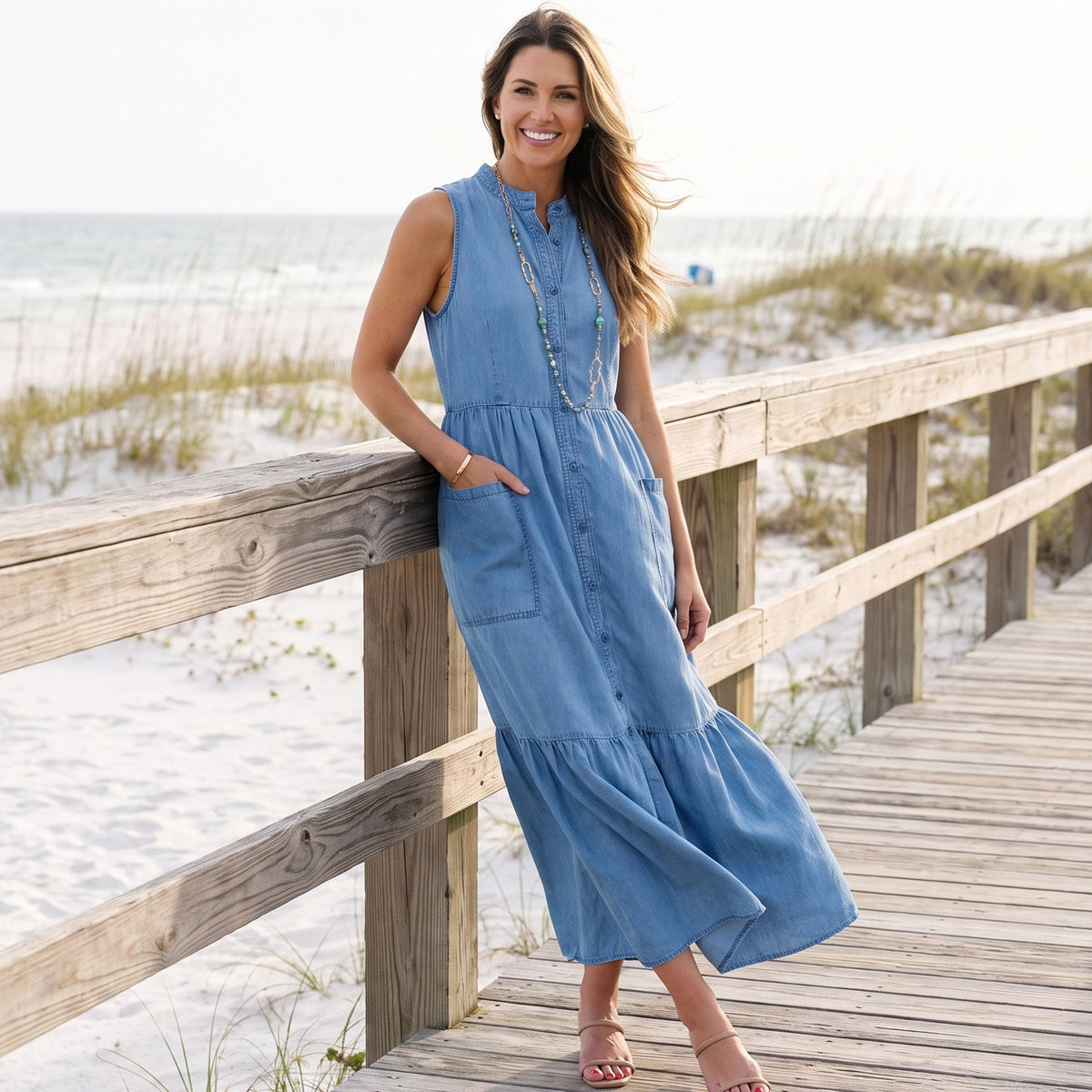 Demi Chambray Maxi Dress
