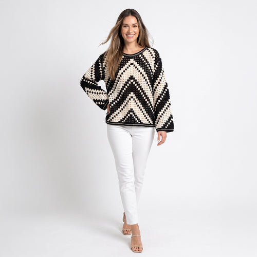 Phoebe Crochet Chevron Sweater