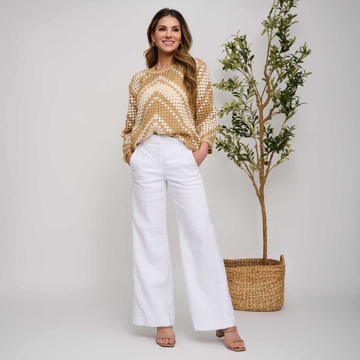 Phoebe Crochet Chevron Sweater