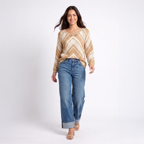 Phoebe Crochet Chevron Sweater