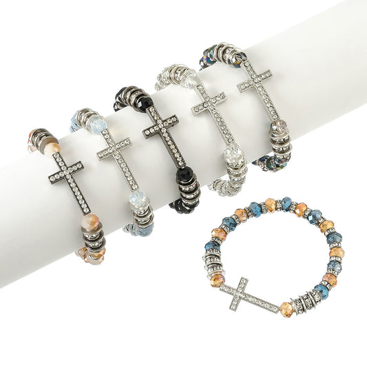 Stone Cross & Facet Bead Brace