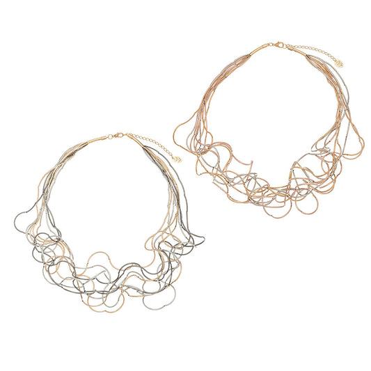 Tri-tone Curve Chain Necklace
